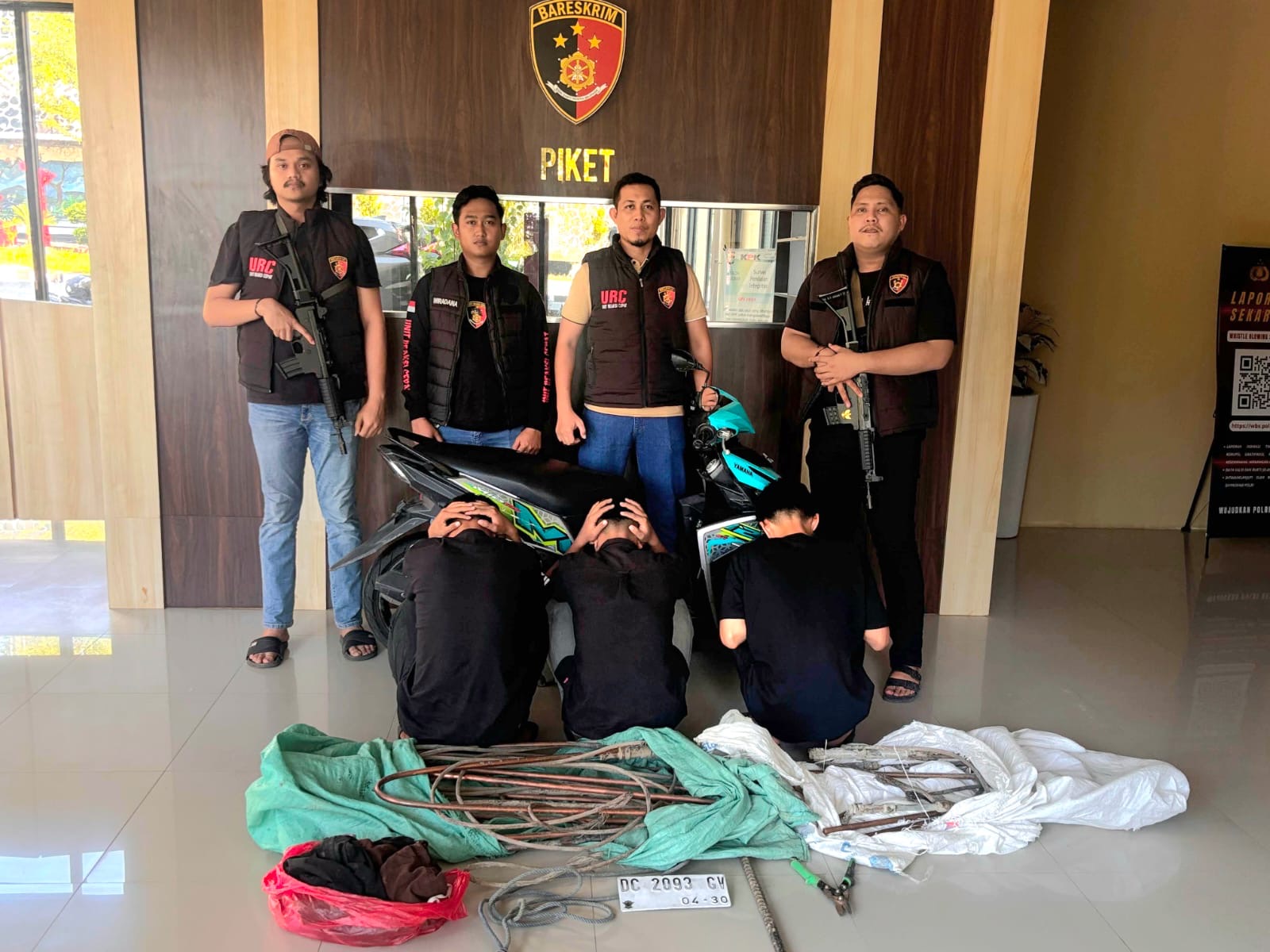 Tim Resmob Jatanras Polda Sulbar Meringkus 3 Pelaku Pencurian Tembaga Menara PLN