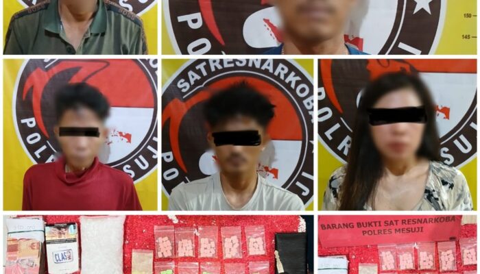 Gagalkan Peredaran Lintas Provinsi, Polres Mesuji Ringkus 5 Tersangka Sindikat Narkoba Asal Riau