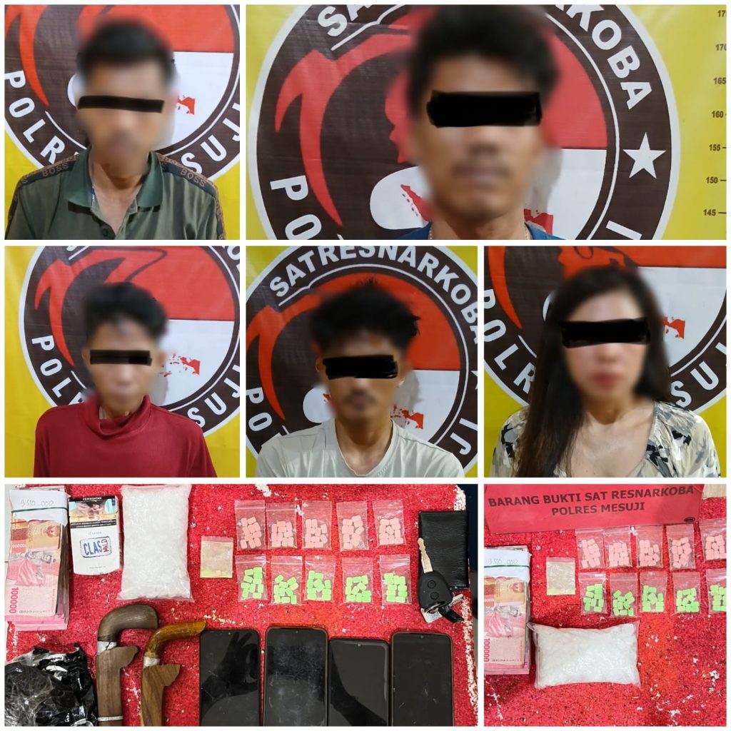 Gagalkan Peredaran Lintas Provinsi, Polres Mesuji Ringkus 5 Tersangka Sindikat Narkoba Asal Riau