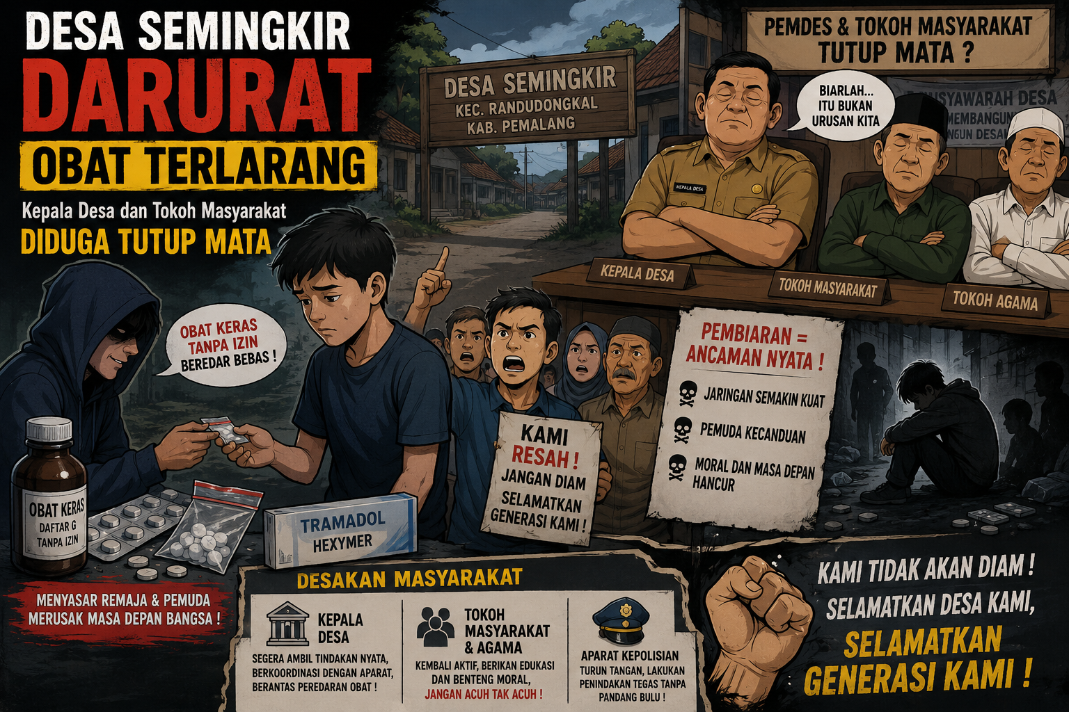 Desa Semingkir Darurat Peredaran Obat Keras Ilegal, Masyarakat Desak Kepolisian Bertindak Tegas