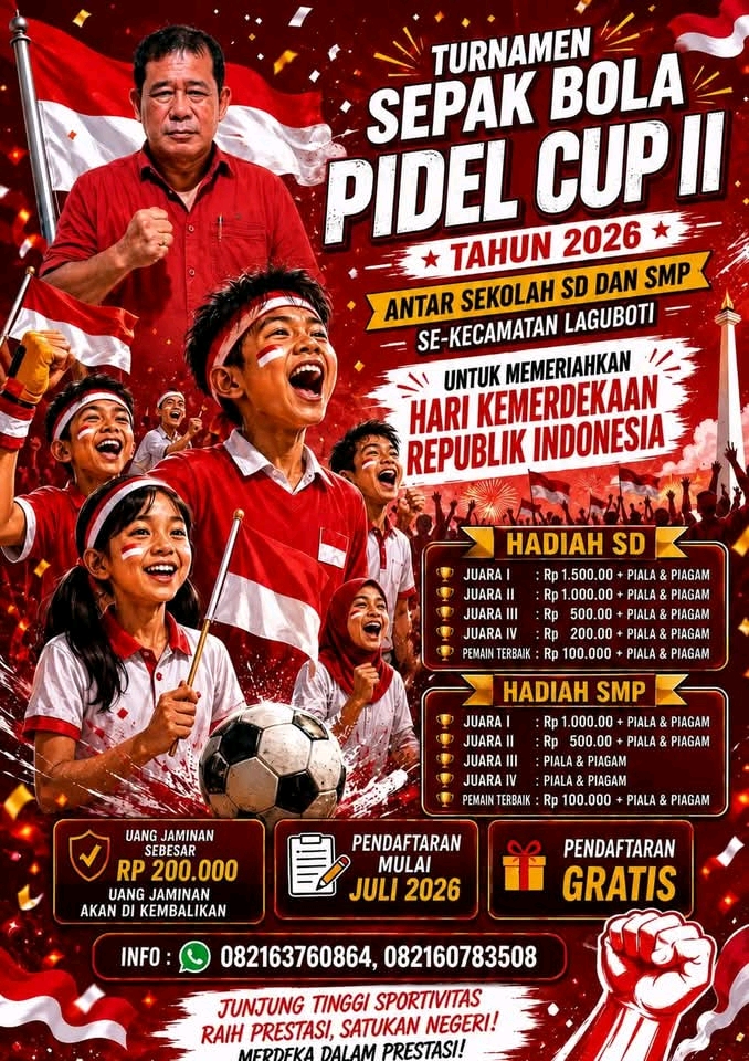 Sambut HUT RI Ke-81, Anggota DPRD Toba Pidel Hutahaean Gelar Turnamen Sepak Bola Pelajar “Pidel Cup II 2026”