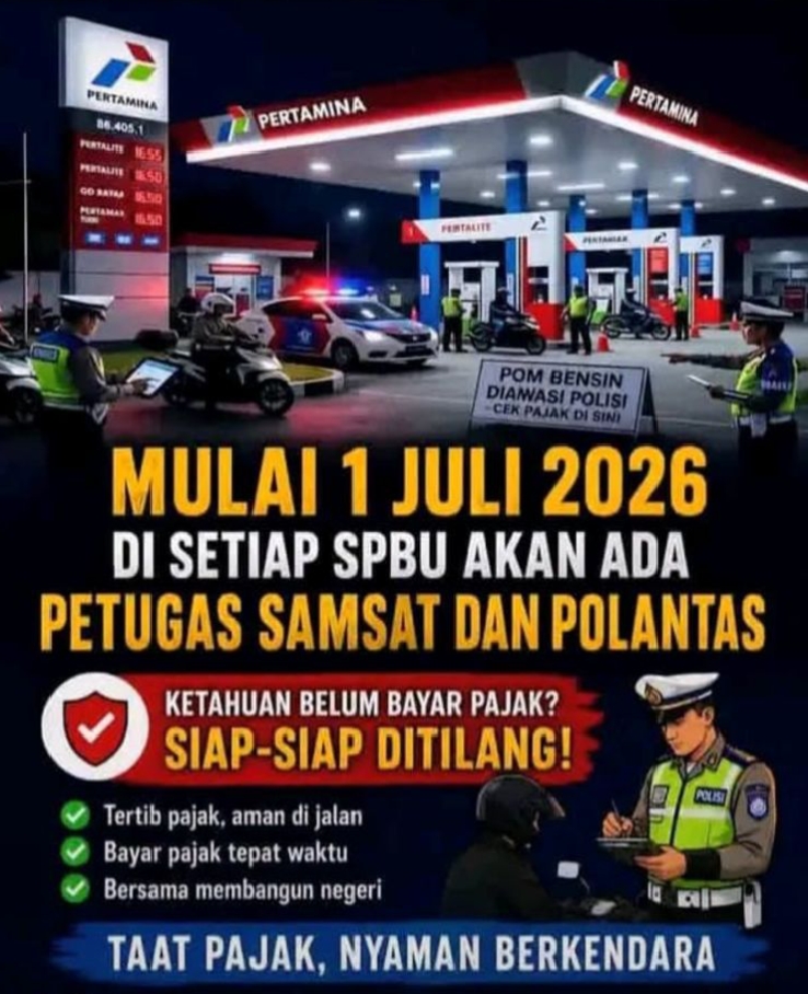 Cek Fakta: Hoaks Narasi SPBU Dijaga Samsat dan Polantas untuk Tilang Penunggak Pajak .ai 1 Juli 2026