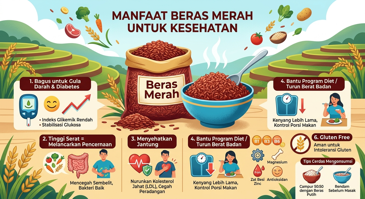 6 Manfaat Beras Merah bagi Kesehatan Tubuh, Lebih dari Sekadar Tren Diet