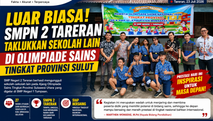 Luar Biasa! SMPN 2 Tareran Berhasil Mengungguli Sekolah Lain di Olimpiade Sains Tingkat Kabupaten Minahasa Selatan