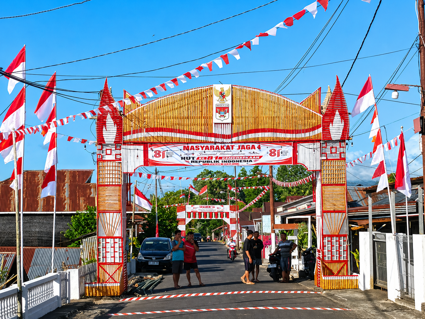 Sambut HUT RI ke-81, Desa Lansot Timur Bangkitkan Semangat Gotong Royong Lewat Lomba Matubo Gapura