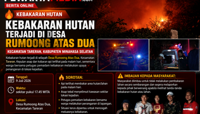 Kebakaran Hutan Terjadi di Desa Rumoong Atas Dua, Damkar Minsel Lakukan Pemadaman