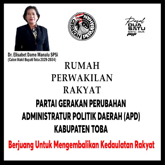 Dr.Elisabet Dame Manalu SP.Si.MM Maju Sebagai Calon Wakil Bupati Toba dari Partai Gerakan Perubahan untuk membawa Gerakan Perubahan Menuju Toba Sejahtera Tahun 2029