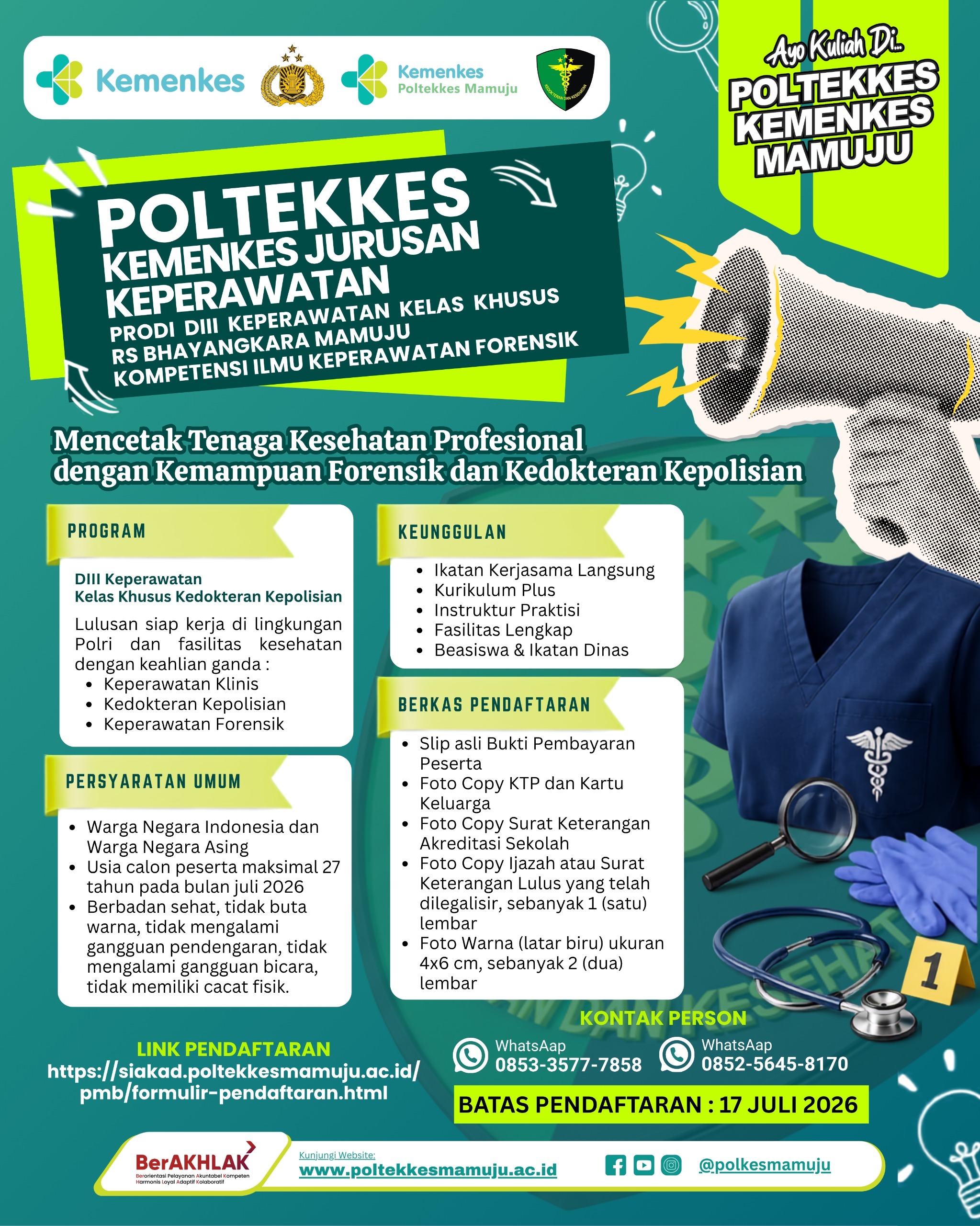 Kolaborasi Biddokkes dan Kemenkes Buka Prodi D‑III Keperawatan Kelas Khusus RS Bhayangkara, Cetak Tenaga Ahli Keperawatan Forensik & Kedokteran Kepolisian, Ayo Daftar!