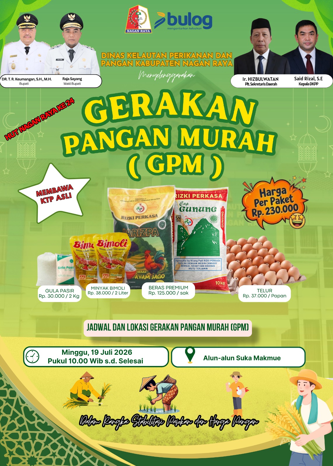 HUT Ke-24 Nagan Raya Diramaikan Gerakan Pangan Murah, Beras hingga Telur Dijual Bersubsidi