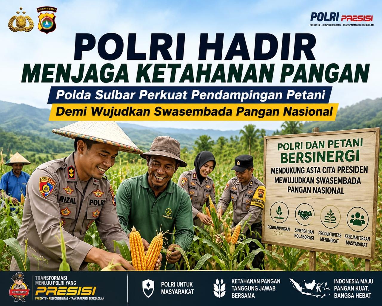 Polri Hadir Menjaga Ketahanan Pangan, Polda Sulbar Perkuat Pendampingan Petani . Wujudkan Swasembada Pangan Nasional