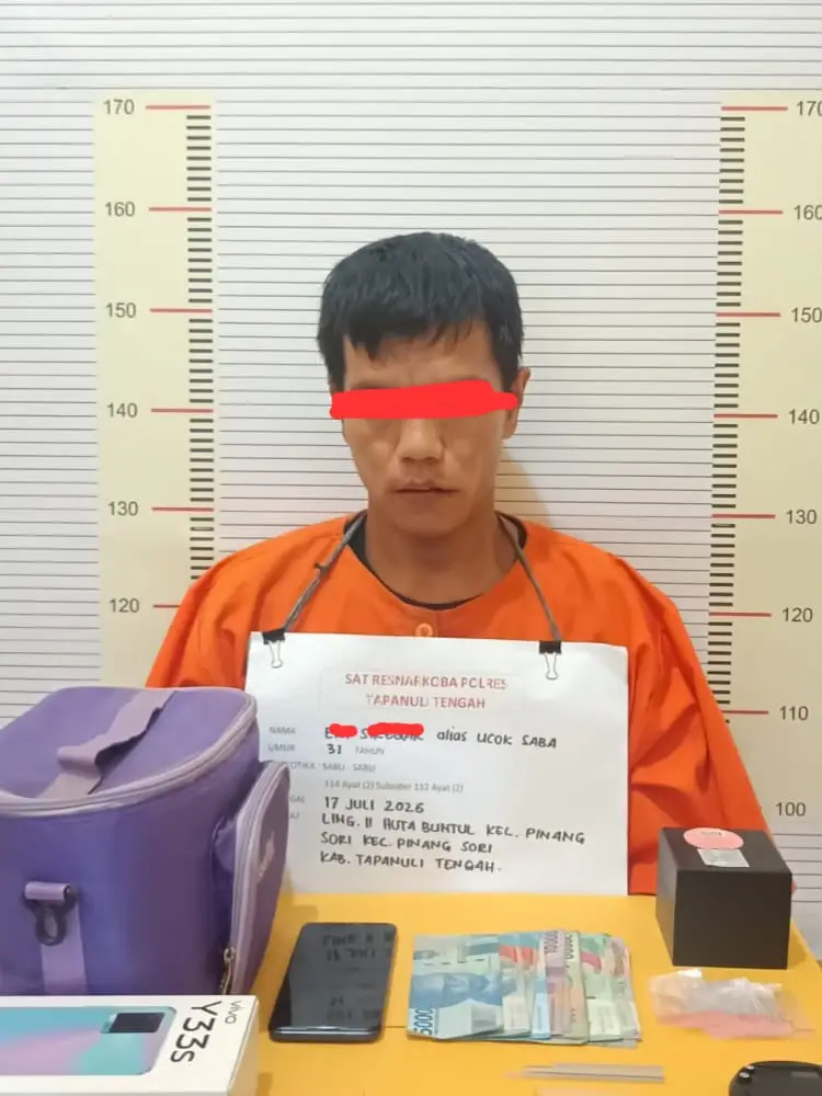 Polisi Tangkap Dua Terduga Pengedar Sabu di Tapanuli Tengah,Belasan Gram Barang Bukti Telah Diamamkan Polres Tapanuli Tengah