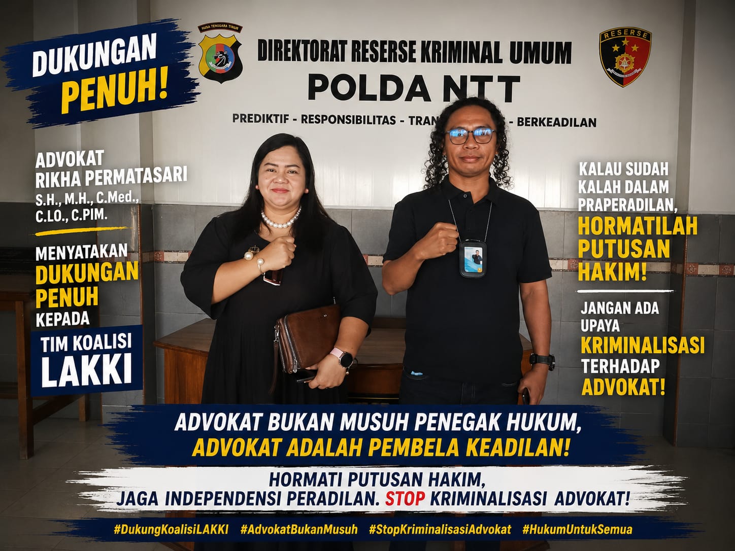 Dukung Tim Koalisi LAKKI, Advokat Rikha Permatasari Serukan Setop Kriminalisasi Advokat
