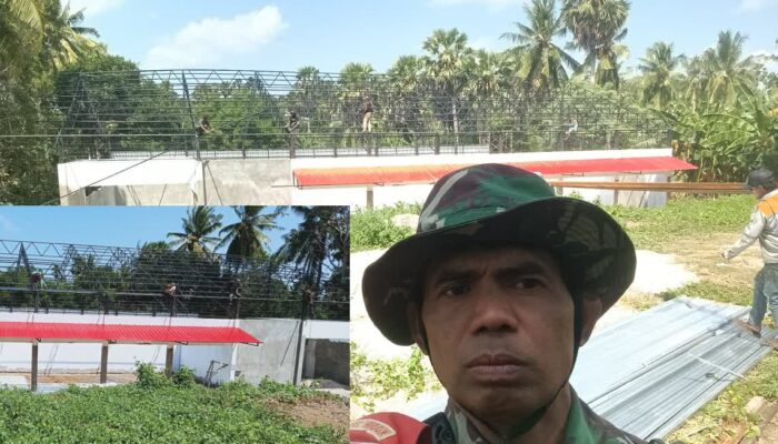BABINSA OIRATA BARAT BERSAMA TIM EKSEKUSI PASANG GORDEN GEDUNG KOPDES MERAH PUTIH, PEMBANGUNAN CAPAI 80 PERSEN