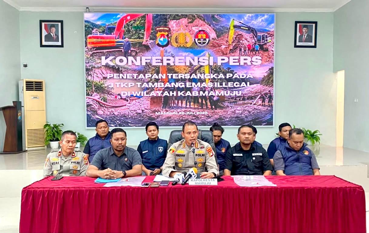 Polresta Mamuju Tetapkan 4 Tersangka Tambang Emas Ilegal di Tiga Lokasi, Alat Berat hingga Emas Disita