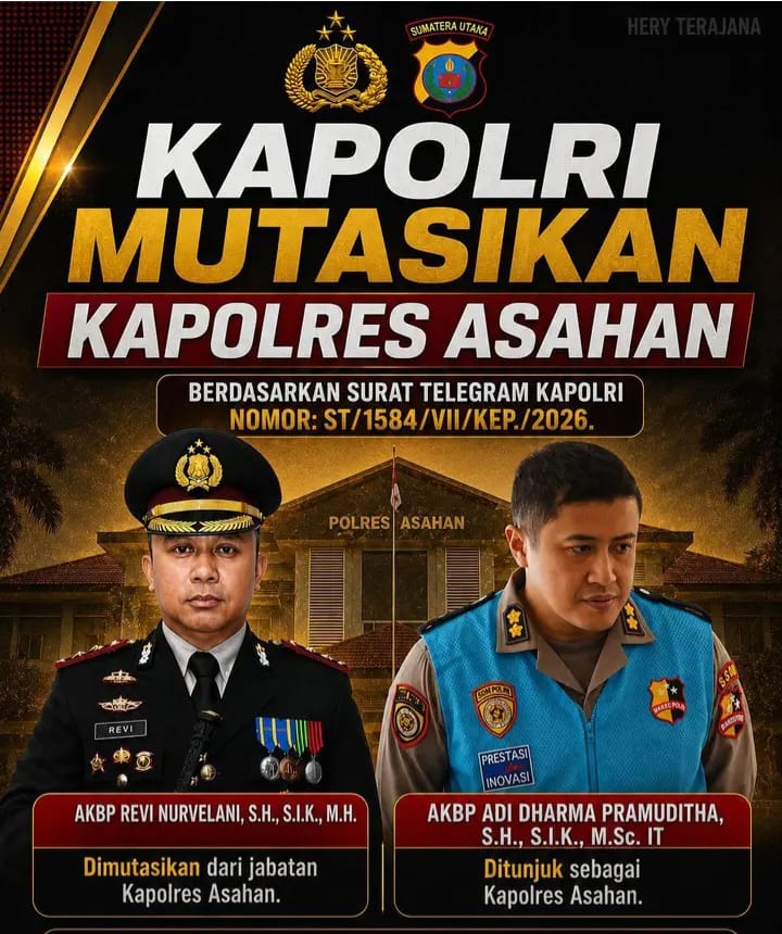 2 Tahun Menjabat Akhirnya Kapolres Asahan di Mutasi.  *AKBP Adi Dharma Pramudita Kapores Asahan yang Baru.