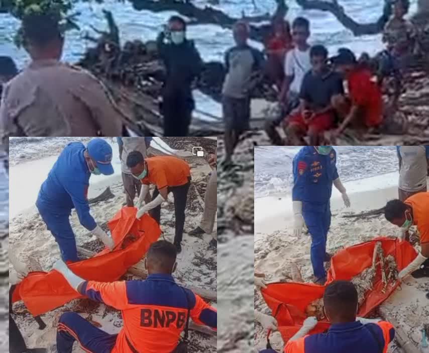 Penemuan jenasa di pantai pilam Teridentifikasi,Di duga korban kecelakaan spedboad sinairusi.