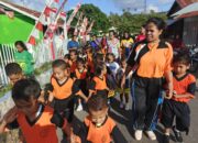 TK DHARMA WANITA DESA WONRELY GELAR JALAN PAGI, TANAMKAN KEBIASAAN HIDUP SEHAT SEJAK DINI
