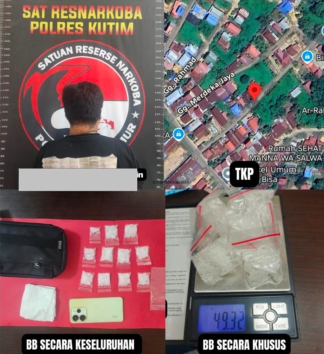 Satresnarkoba Polres Kutim Gagalkan Peredaran 49,32 Gram Sabu di Sangatta Selatan, Satu Tersangka Diamankan