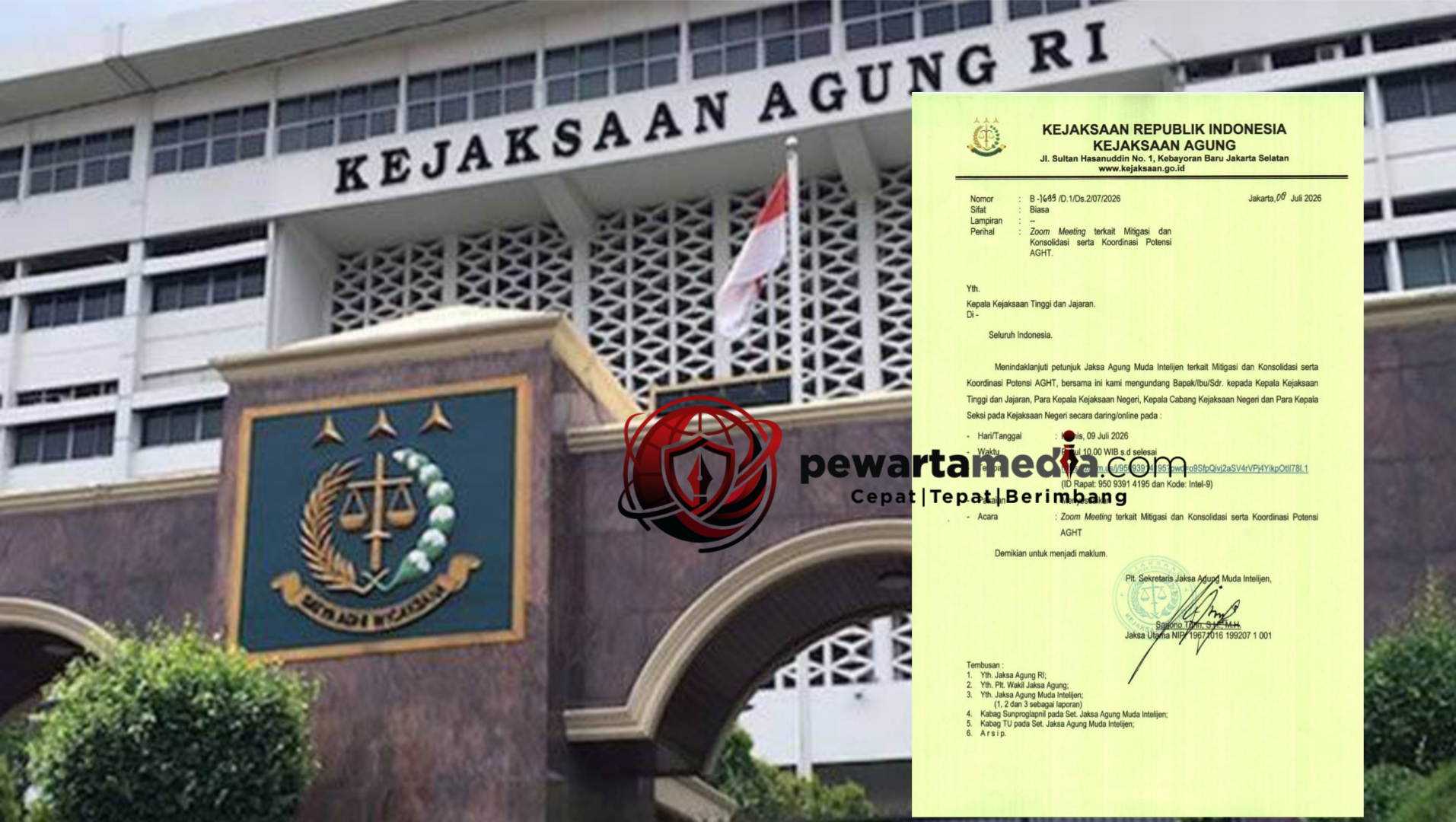 Beredar Surat Konsolidasi Intelijen Kejagung Terkait Mitigasi AGHT di Tengah Sorotan Isu Jampidsus