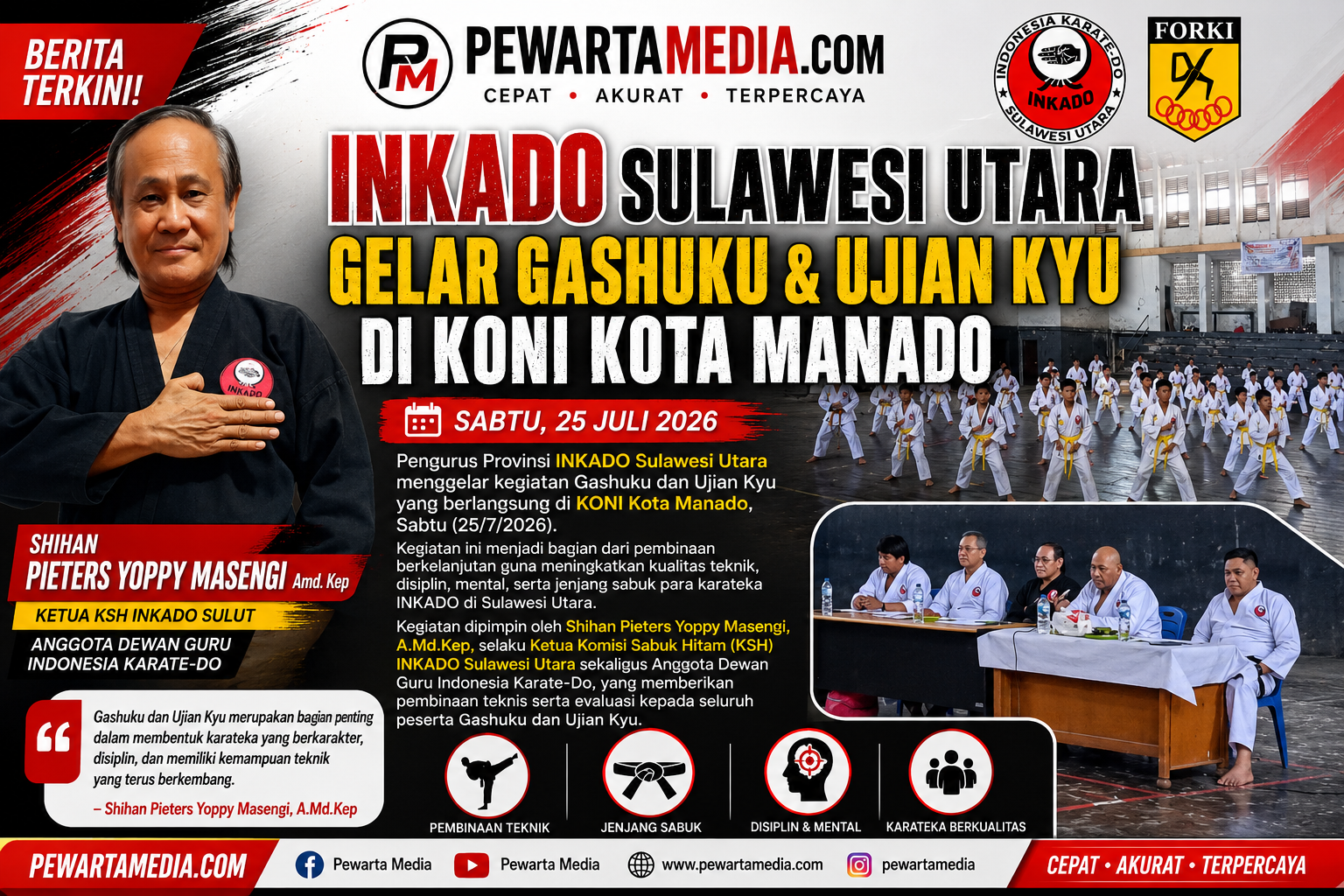 INKADO Sulut Gelar Gashuku dan Ujian Kyu di KONI Kota Manado