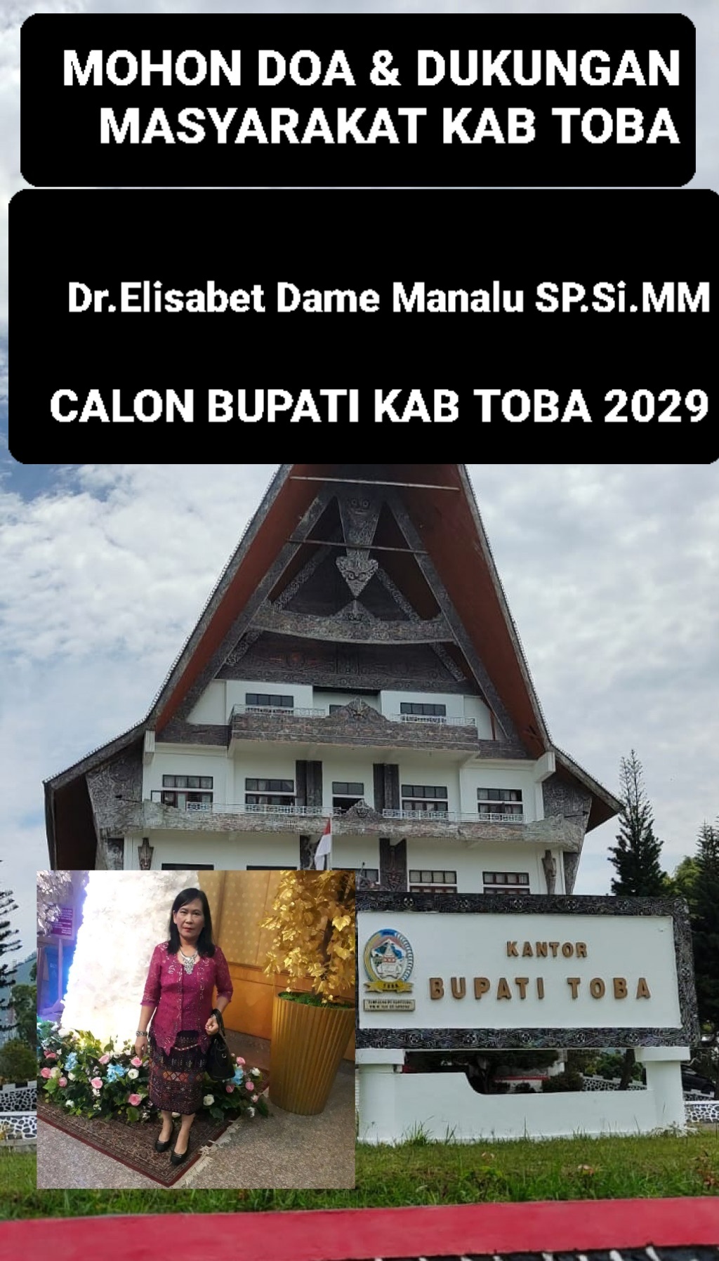 Dr.Elisabet Dame Manalu SPSi.MM Maju Calon Bupati Kab Toba 2029,atas permintaan masyarakat kab Toba ” Hami Jo Apala Sahali Kaum Ibu Memimpin Kab Toba Nauli”