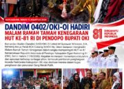 Dandim 0402/OKI-OI Hadiri Malam Ramah Tamah Kenegaraan HUT ke-81 RI di Pendopo Bupati OKI