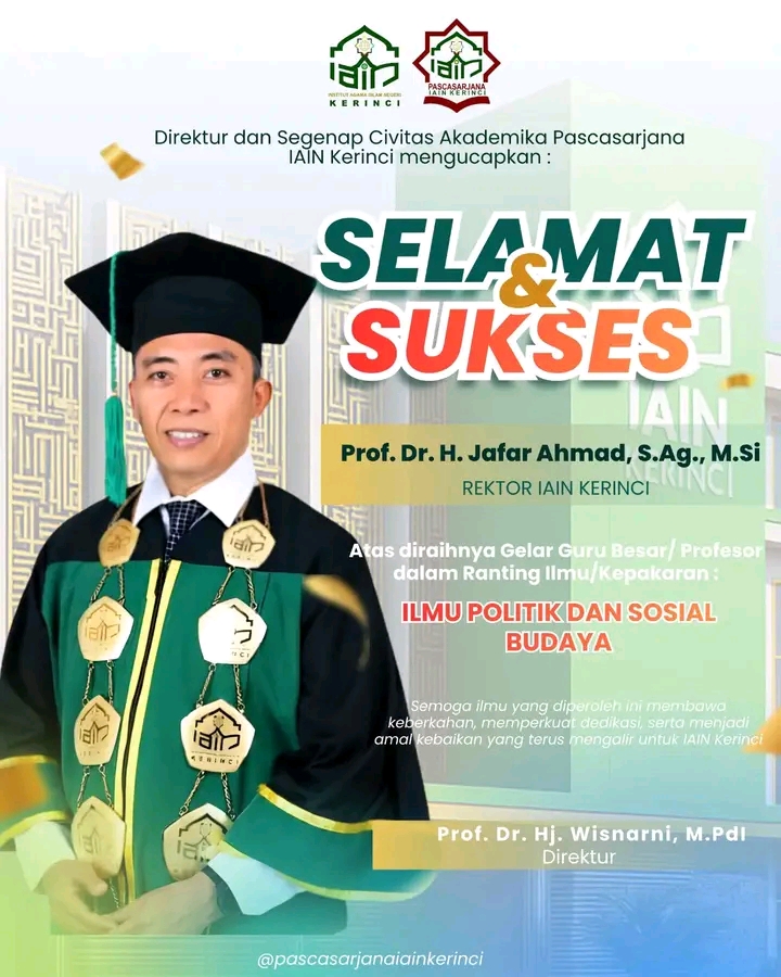 Kabar Gembira dari Kampus Hijau: Rektor IAIN Kerinci Resmi Raih Gelar Profesor