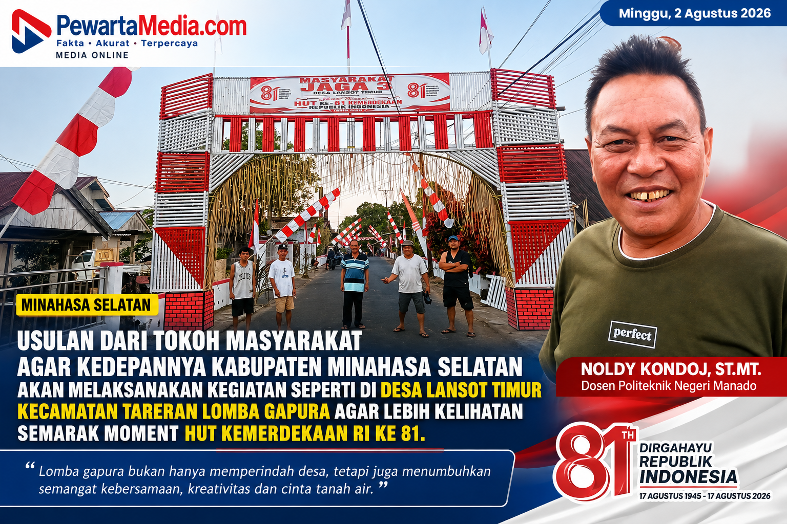 “Semarak Lansot Timur Tuai Pujian, Tokoh Masyarakat Dorong Lomba Gapura Jadi Agenda Resmi Pemkab Minsel”