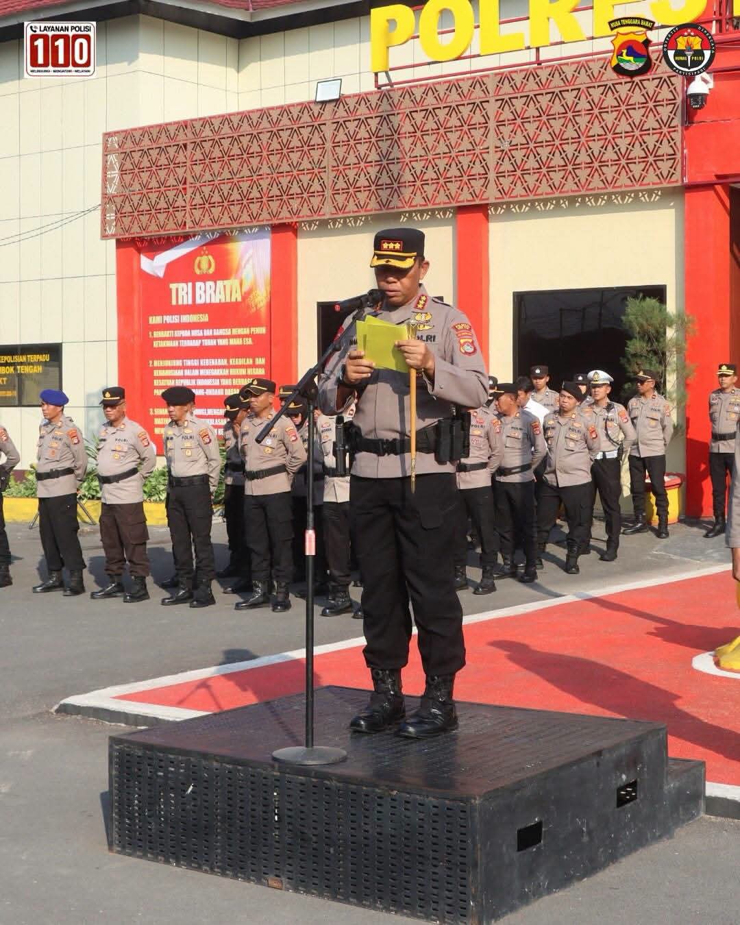 Upacara Kenaikan Pangkat Pengabdian Anggota Polresta Lombok Tengah.