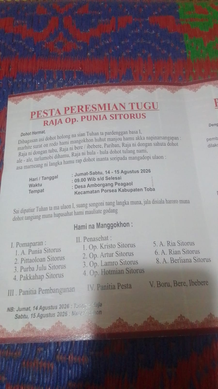 TOBA KEREN 2029 Dr.Elisabet Dame Manalu SP.Si.MM maju sebagai calon wakil bupati kabupaten toba,insya allah menghadiri acara pesta peresmian tugu Raja Op.Punia Sitorus
