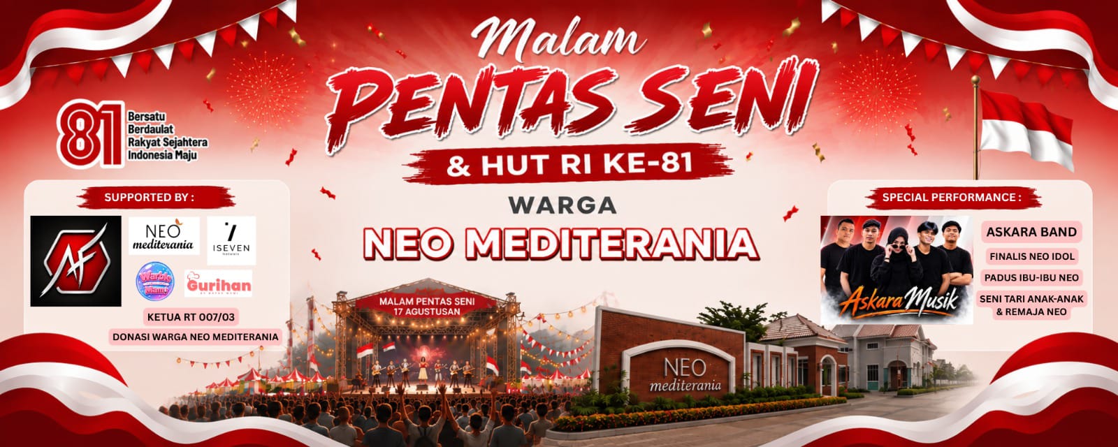 Semarak HUT ke-81 RI, Warga Neo Mediterania Gelar Malam Puncak Pentas Seni dan Doorprize