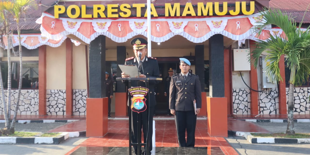 Merah Putih Berkibar, Polresta Mamuju Khidmat Peringati HUT ke-81 RI