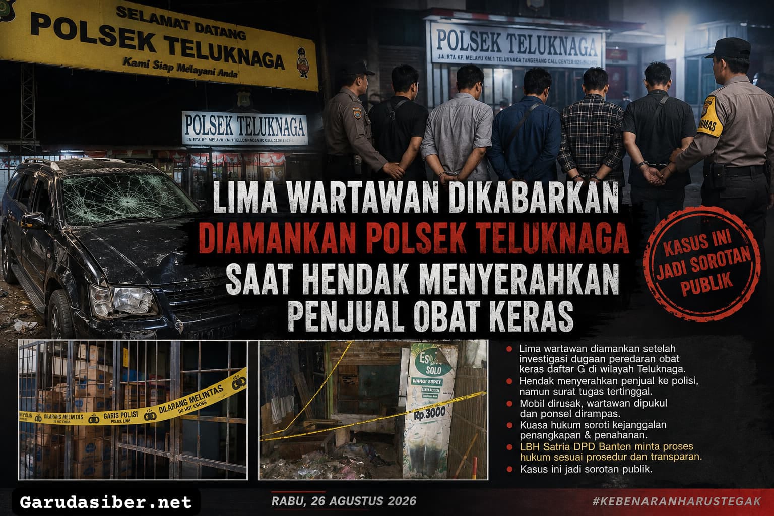 Investigasi Dugaan Peredaran Obat Keras Berujung Ricuh, Lima Wartawan Diamankan di Polsek Teluknaga