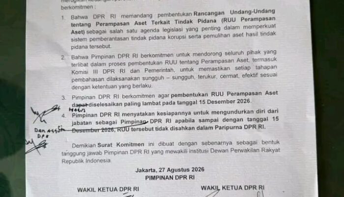 Pimpinan DPR RI Berkomitmen Selesaikan RUU Perampasan Aset Paling Lambat 15 Desember 2026