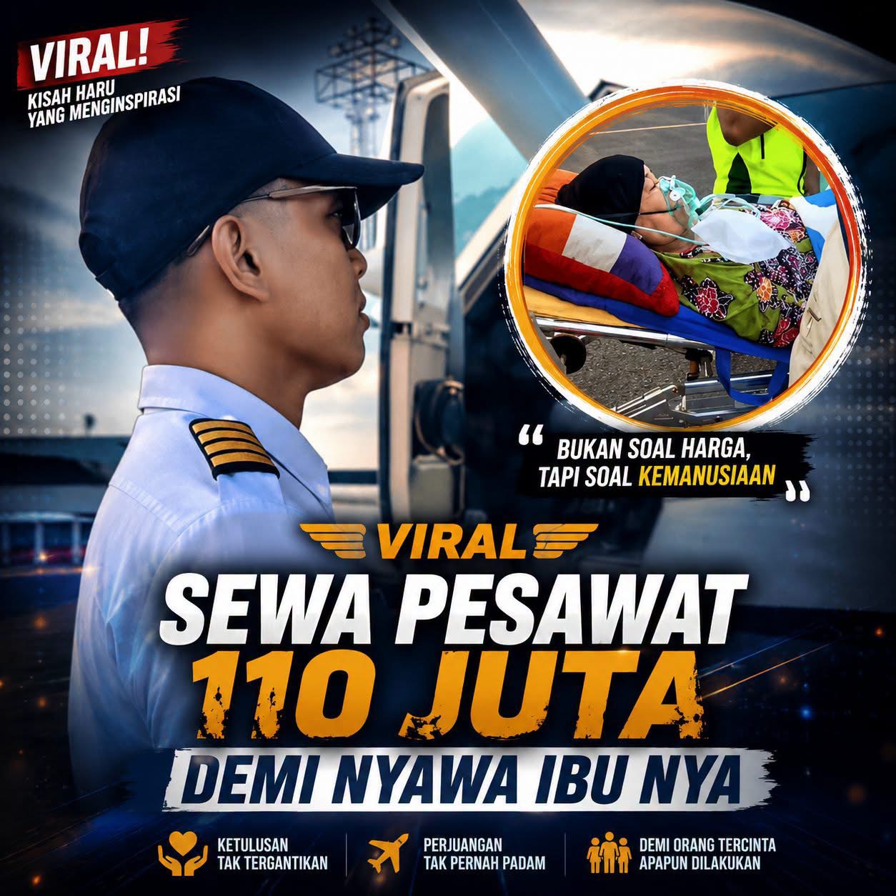 Ridwan Warga Bawean Rela Sewa Pesawat Rp110 Juta demi Rujuk Ibu yang Kritis