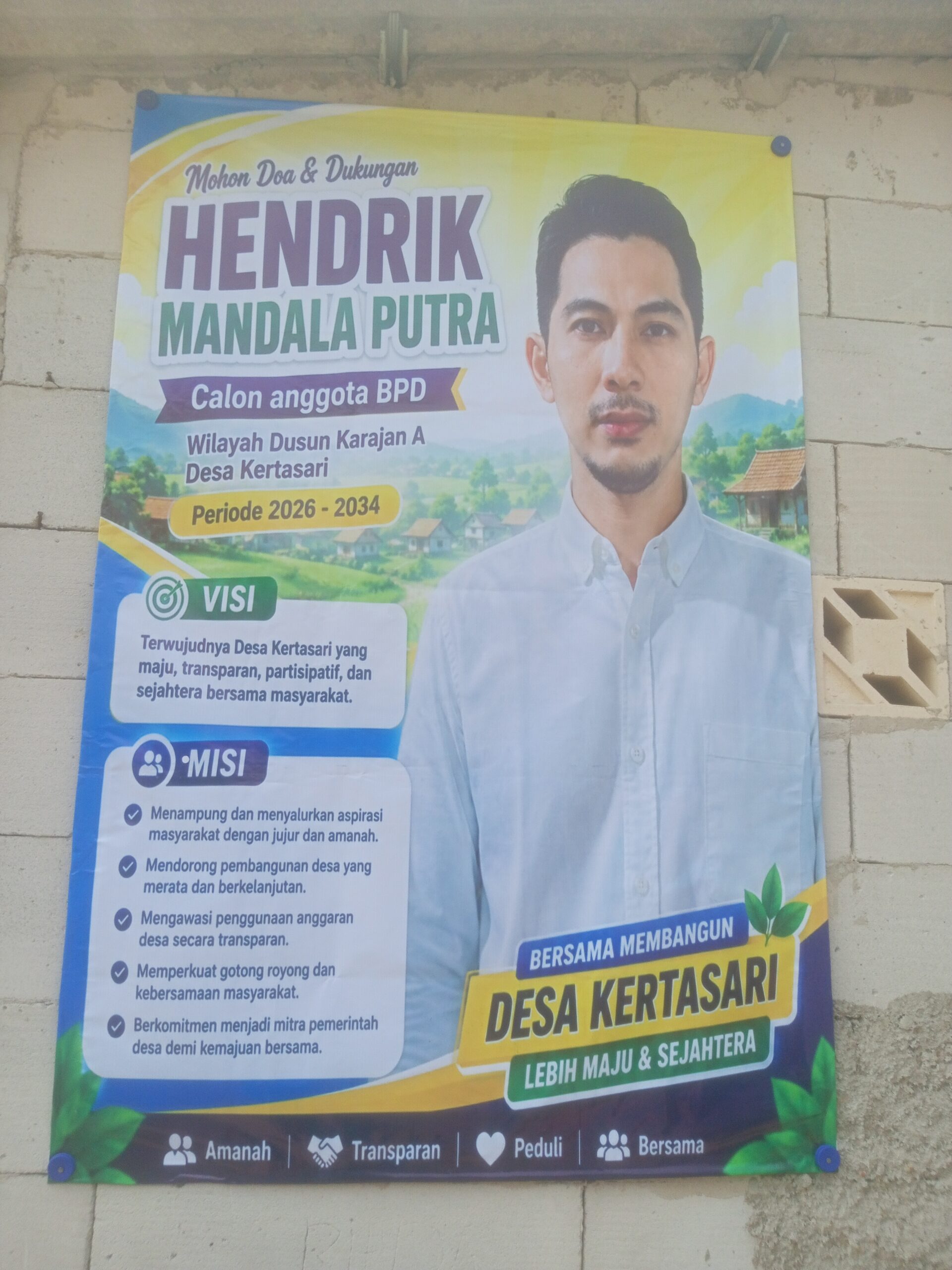 Hendrik Mandala Putra Raih Nomor Urut 2 Calon anggota BPD Desa Kertasari  Siap Wujudkan Masyarakat Inovatif dan Menampung Aspirasi Masyarakat