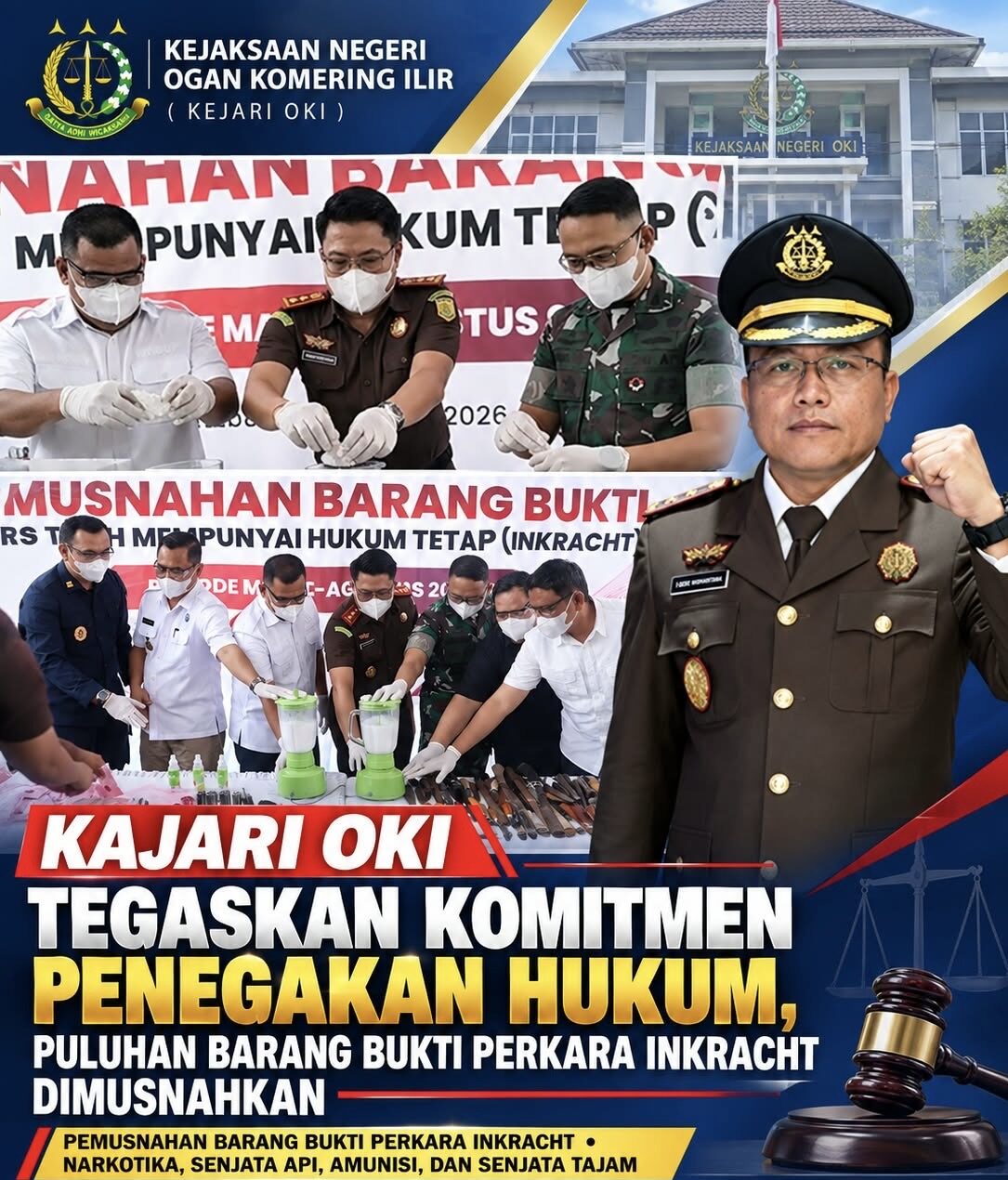 Kajari OKI Tegaskan Komitmen Penegakan Hukum, Puluhan Barang Bukti Perkara Inkracht Dimusnahkan