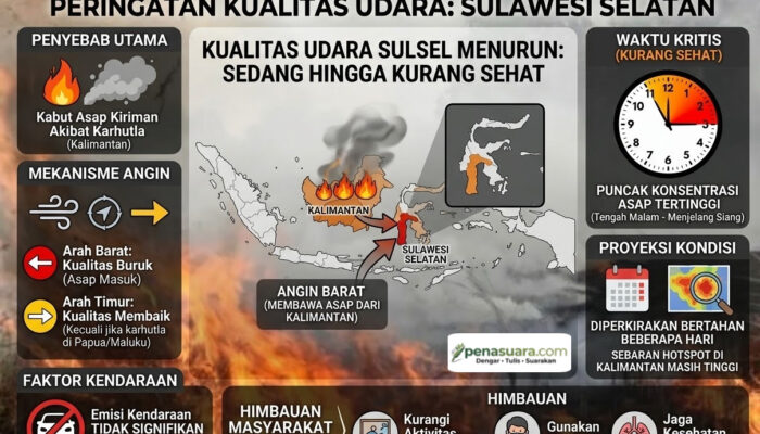 Kualitas Udara Sulsel Memburuk akibat Asap Karhutla Kalimantan, Warga Diimbau Waspada