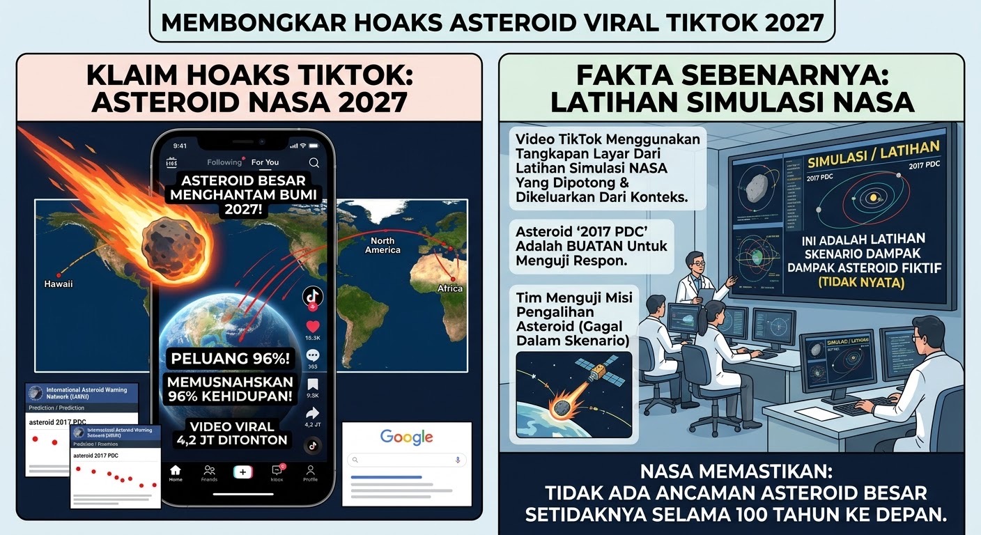 Cek Fakta: Video Viral Klaim Asteroid Hantam Bumi 2027 Merupakan Hasil Manipulasi Simulasi NASA