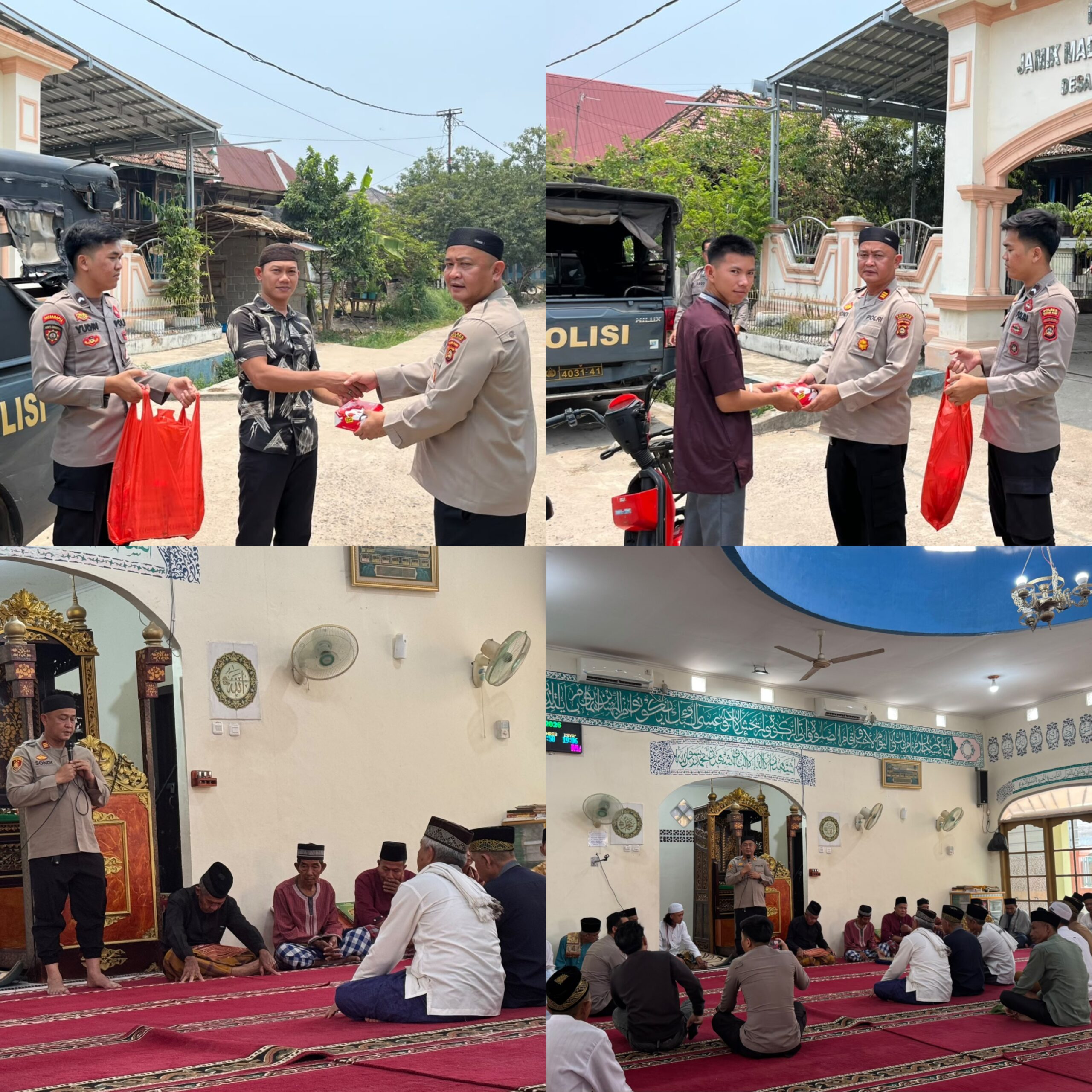 Polsek Tanjung Raja Gelar Sanjo Jumat Religi dan Mobil Senyum di Seridalam, Sampaikan Poin Penting Kamtibmas